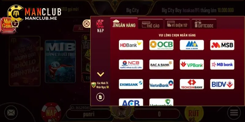 nạp tiền manclub
